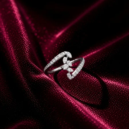 Leaf Vine CZ Adjustable Ring