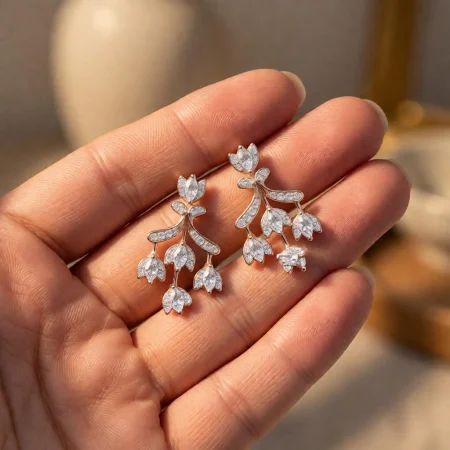 Blossom Vine Drop Stud Earrings