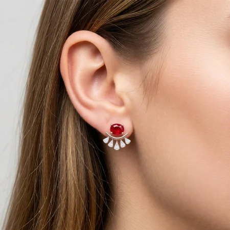 Ruby Accent Stud Earrings