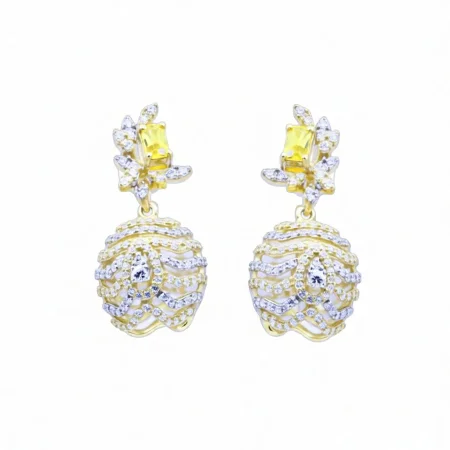 Floral Sphere Drop Earrings