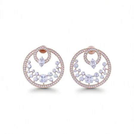 Circular CZ Statement Stud Earrings