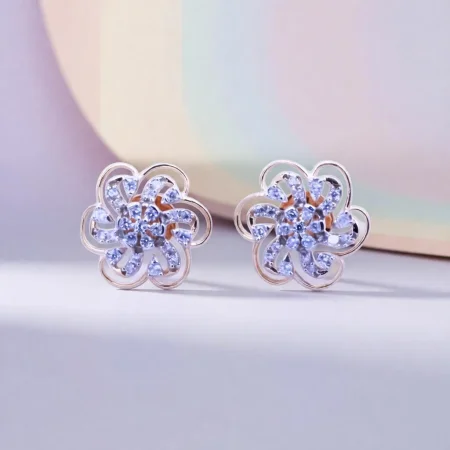 Floral Spiral Stud Earrings