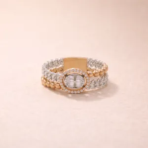 Vintage Oval Halo Rope Ring