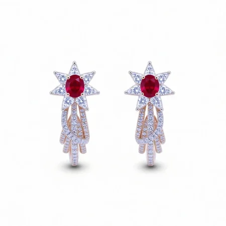 Ruby Floral Stud Earrings