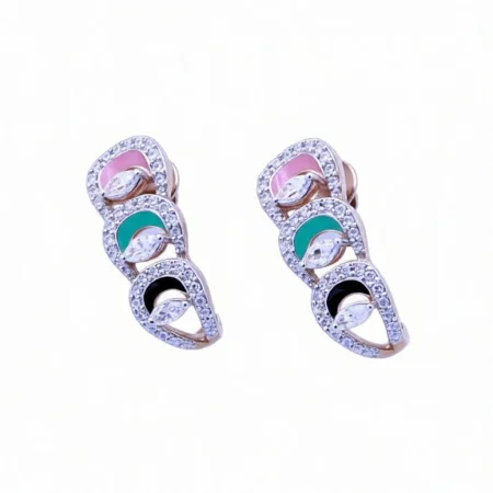 Pastel Enamel CZ Stud Earrings
