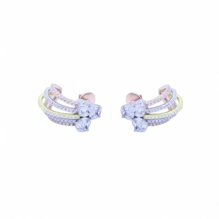 Multi Band CZ Stud Earrings
