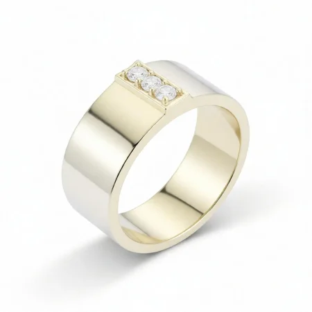 Minimal Stone Band Silver Ring