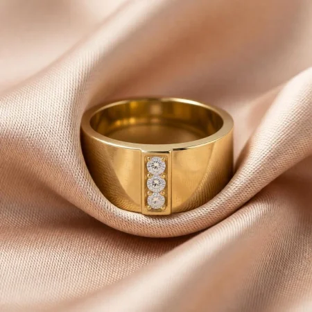 Minimal Stone Band Silver Ring