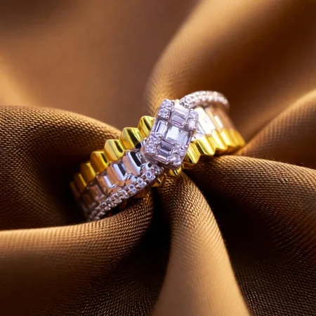 Aurora Baguette Silver Ring