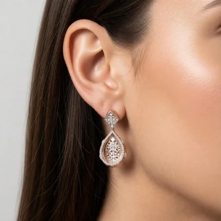 Floral Teardrop Lattice Earrings