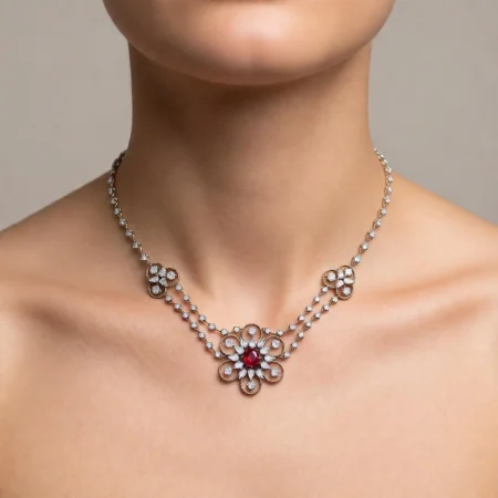 Ruby Floral Crown Necklace