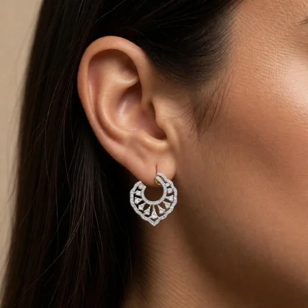 Heart Swirl CZ Stud Earrings