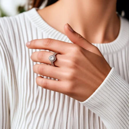 Oval Halo Beaded Ring