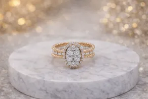 Oval Halo Beaded Ring