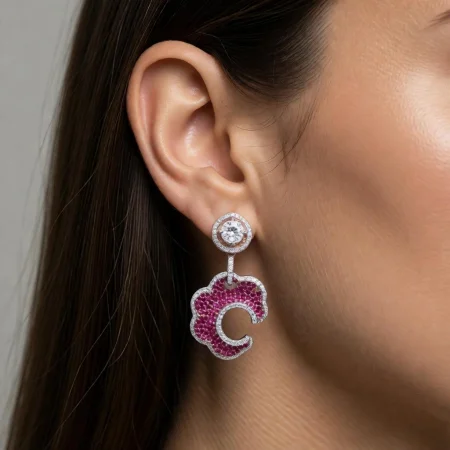 Floral Ruby Drop Earrings