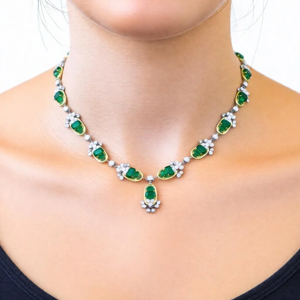Emerald Bloom Floral Necklace