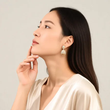 Geometric Cube Jhumka Earrings