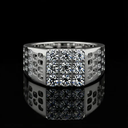 Square Cluster Silver Ring