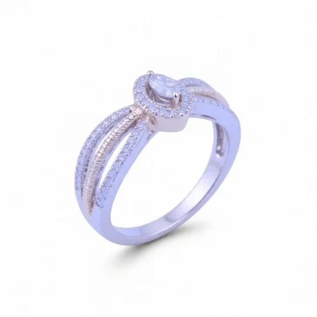 Split Band Marquise Halo Ring