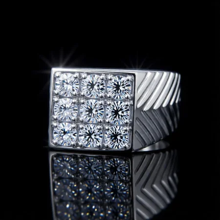 Geometric CZ Silver Ring