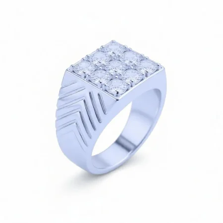 Geometric CZ Silver Ring