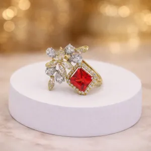 Ruby Square Floral Ring