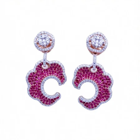 Floral Ruby Drop Earrings