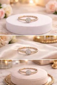 Minimal Beaded Diamond Ring