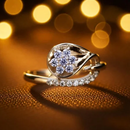 Bloom Drop CZ Silver Ring